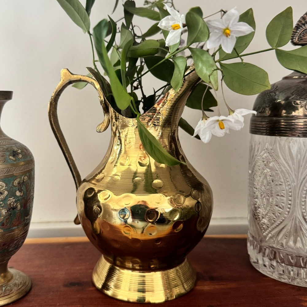 Little hammered brass pitcher vase